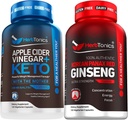 Herbtonics Capsules de vinaigre de cidre de pomme Plus Keto BHB.com Fat Burner & Weight Loss Supplément pour les femmes et les hommes - Extrait de Panax rouge coréen de Ginseng haute résistance - Support de performance pour les hommes et les femmes