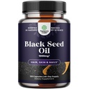Capsules d'huile de graines noires pressées à froid - Vegan Nigella Sativa Capsules d'huile de graines de cumin noir avec Omega 3 6 9 Antioxydants et Thymoquinone pour la croissance des cheveux Immune Soutien articulaire santé et digestion