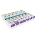 EZY DOSE Hebdomadaire (7 jours) Organisateur de pilules, contenant de vitamine et planificateur de médicaments quotidiens, compartiments de bouton-poussoir 2X-Large, arthrite facile à utiliser, 4 fois par jour, lys clairs, sans BPA