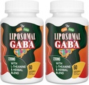 GABA liposomique avec suppléments L-Theanine 1200mg - Complexe GABA à haute absorption avec Ashwagandha, Camomile, Tart Cherry Herbal Suppléments pour hommes et femmes, 120 Softgels