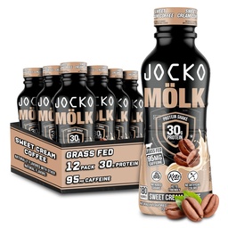 Combustible Jocko Mölk 30g Grass Fed Protein Shakes - No Added Sugar Protein Boissons KETO Friendly - Prêt à boire 12 FL Oz (paquet de 12) Café à la crème sucrée