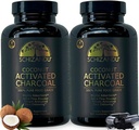 Capsules de charbon de coco activées- Soutient la santé - Vegan, Organic, Non-OGM, Pas d'additifs - X-Large Bouteille 210 Compte - Pack de 2