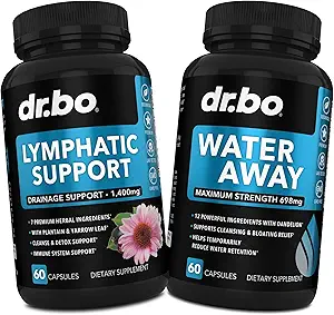 Suppléments de drainage lymphatique Pills & Water Away - Soutien lymphatique Total produits de nettoyage des plantes et des pilules d'eau naturelle Diurétiques - Drainage système de nettoyage de ganglions lymphatiques pour le soutien immunitaire