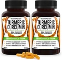 Curcumine curcumine avec Pepper noir BioPerine & 95% Curcuminoides, Absorption maximale pour le soutien des articulations, Capsules Turcuma non-OGM, Fabriqué aux États-Unis - 180 Caps Veg