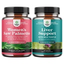 Ensemble de Saw Palmetto extra-fort pour les femmes et le foie Cleanse Detox & Repair Formula - DHT Blocker épaississant les vitamines capillaires pour la perte de cheveux pour les femmes - Silymarin lait chardon foie Detox 70 Capsules