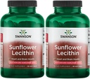 Swanson Sunflower Lecithine - Supplément à base de plantes Promouvoir la fonction cérébrale saine - Formule naturelle appuyant la santé cardiaque et l'équilibre lipidique sain - (90 Softgels, 1200mg chacun) 2 Pack