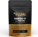 LUAL Omega-3 Huile de poisson Softgels – 1000mg avec EPA et DHA, Lemon Flavor, sans Burp, formule non-OGM pour le coeur, le cerveau et le bien-être global – 120 Compte