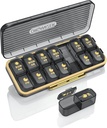 Pill Organizer 2 fois par jour, 7 jours am Pm Pill Box - Acedada Weekly Pill Organizer Deux fois par jour, portable Removable Daily Medicine Container Dispenser Case pour supplément d'huile de poisson vitamine, Gris noir