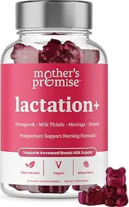 Promesse de la mère Supplément d'allaitement Gommies pour la production de lait maternel Augmentation de l'allaitement postnatal Soutien pour l'allaitement, les soins infirmiers et l'allaitement avec Fenugreek, Moringa et Thistle de lait
