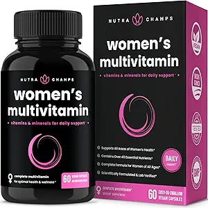 Supplément multivitaminique quotidien pour femmes NutraChamps - Capsules Vegan avec Biotine, Vitamines A B C D E K, Calcium, Zinc, Lutéine, Magnésium - Multivitamin multiminérale Premium pour femmes