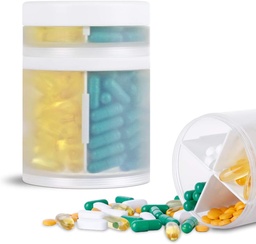 Extra grand supplément Organisateur et portable cas de pilule avec 8 compartiments Double couche Distributeur de médicaments Vitamines mensuelles Organisateurs bouteille de pilule, transparent