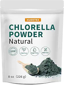 Poudre de Chlorella naturelle avec 16 oz - Poudre de Chlorophylle, soutient le système immunitaire et la fonction hépatique, garder la jeunesse, végétalien, riche en protéines végétales et vitamines.