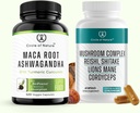 La racine de Maca Ashwagandha & Champignons Le supplément contient de la Manille de Lions, Cordyceps, Reshi, Shitake