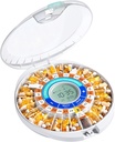 Distributeur automatique de pilules Daviky pour personnes âgées avec alarme, boîte à pilules électronique fermée de 28 jours, rappels sonores et lumineux pour médicaments, vitamines et suppléments (Orange)
