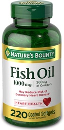 Huile de poisson de la nature 1000 mg de softgels enrobés, 220 Nombre