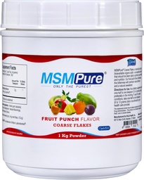 KALA Health MSMPure Fruit Punch Aromatisé MSM Flakes en poudre – US-Fabriqué MSM pour la santé articulaire, l'apparence cutanée et le soutien des cheveux et ongles – 2,2 lb, soufre organique