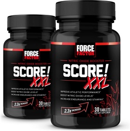 FACTEURS DE FORCE Score! XXL, 2-Pack, supplément de booster à oxyde nitrique pour les hommes avec L-Citrulline, Black Maca, et Tribulus pour améliorer la performance athlétique, augmenter l'endurance et soutenir le flux sanguin, 60 comprimés