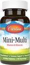 Carlson - Mini-Multi, Vitamines & Minéraux, Immune Support & Heart Health, Optimal Wellness, 90 mini comprimés.