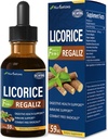 gouttes d'extrait de racine de réglisse pour la santé digestive, gel naturel à base de plantes et supplément de teinture liquide de soutien immunitaire avec Dandelion, menthe poivrée, gingembre. extrato de Regaliz. 2oz