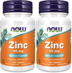 MAINTENANT Aliments suppléments, zinc (gluconate de zinc) 50 mg, soutient les fonctions enzymatiques*, support immunitaire*, 100 comprimés (paquet de 2)