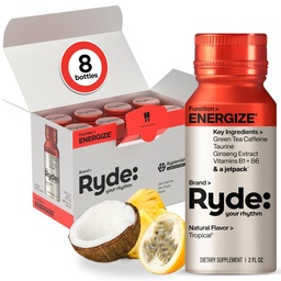 Ryde: Energize shots Tropical Saveur de thé vert Caféine, Taurine, Extrait de ginseng et vitamines B.