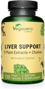 Vegavero Soutien du foie , Lait Thistle Supplément 9000mg , 120 Capsules , Dandelion , Artichaut , Choline , Beetroot , Nettoyez le foie Détox & Réparation , 80% Silymarin , NO Additive & Vegan