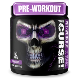 JNX SPORTS La Malédiction ! Poudre de préparation pour hommes et femmes, caféine, bêta-alanine, créatine, L-Citrulline, 50 portions, saveur de raisin foncé – Boost Energy, Strength & Focus