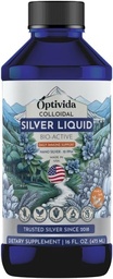 Optivida Health Colloïdal Silver Liquid (16 Oz) – Supplément colloïdal Nano Silver Premium pour le bien-être quotidien et le soutien immunitaire, hydrosol liquide naturel en argent pour adultes et enfants, sans OGM, sans gluten