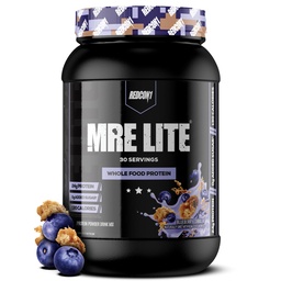 REDCON1 MRE Lite poudre de protéines alimentaires entières, bleu cobbler - faible teneur en glucides et sans lactosérum substitut de repas avec des mélanges de protéines animales - supplément facile à digérer fait avec des huiles MCT (30 portions)