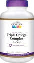 Supplément alimentaire du 21e siècle Triple Omega Complex 3-6-9 Softgels enrobés d'entérique, bouteilles de 180-bouteilles (paquet de 2)