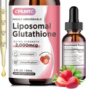 Glutathion liposomique gouttes liquides, supplément liquide de Glutathion, forme active L- Glutathion, avec vitamine C, détox hépatique, antioxydant pour anti-âge, immunosélection et nettoyage, saveur de fraise, 2 FL.OZ