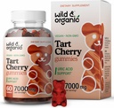 Gummées de cerises de tart sauvage et biologique 7000 mg - Supplément d'extrait de cerise de tart pour le soutien des niveaux d'uric - 60 légumes, non-OGM