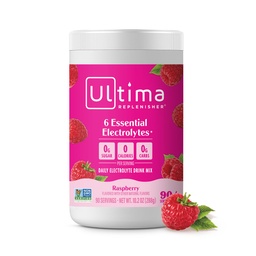 Ultima Replenisher Mélange quotidien de poudre d'électrolyte – sans sucre – framboise, 90 portions – poudre d'hydratation avec 6 électrolytes clés et minéraux traces – Keto Friendly, Vegan, Non-OGM
