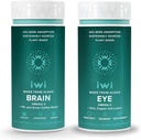 Iwi Life Cerveau et yeux Omega-3 Bundle, 30 portions, Algae Omega 3 à base végétale végétalienne avec EPA + DHA, Krill & Fish Oil Alternative, Aucun arrière-goût de poisson