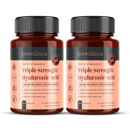 purclinica Acide hyaluronique 300mg x 360 comprimés (2 bouteilles de 180-12 mois d'approvisionnement). Acide hyaluronique triple résistance. 300% plus fort que tout autre comprimé HLA.