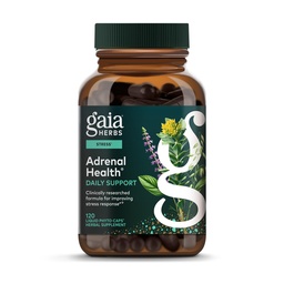 Gaia Herbs Adrenal Health Daily Support - Supplément à base de plantes avec Ashwagandha, Holy Basil & Schisandra - Aidez à maintenir des niveaux d'énergie et de stress sains* - 120 Capsules Phyto-Liquides Vegan (120 jours d'approvisionnement)