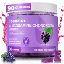 Gummies de soutien conjointes avec la glucosamine Chondroïtine, sans sucre, 1500mg de force supplémentaire avec MSM & Turmeric (90 comte)