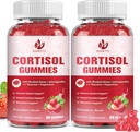 (2 Pack) Gommies supplémentaires de cortisol pour femmes avec Rhodiola Rosea, Ashwagandha, Magnésium, Cortisol équilibré, Zzz Support, Non-OGM,120 Gommies