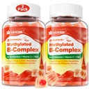 Gummées remplies de Super Vitamine B complexe pour femmes et hommes, méthylées avec Oméga 3, Magnésium, CoQ10, Ashwagandha, Vitamine C, TMG, Sans sucre - 60 Compte (paquet de 2)