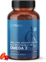 Nutriissa Full Spectrum Omega-3 – 2000 mg de mélange d'huile (huile de krill, de morue et de saumon) – 1175 mg Omega-3s (EPA, DHA et DPA) – EPEB certifié, 3 mois d'approvisionnement – Cœur, cerveau et soutien articulaire – 180 softgels halaux