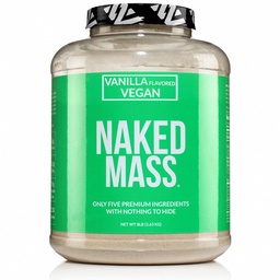 NAKED Mass Vegan - Vanilla Vegan Weight Gainer - 1,230 Calories, non-OGM, sans soja et sans gluten, sans ingrédients artificiels - 8LB Bulk - 11 portions