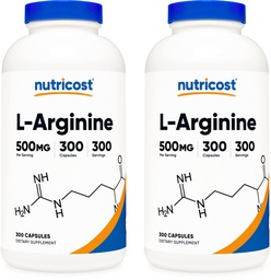 Nutricost L-Arginine 500mg, 300 capsules (2 bouteilles)