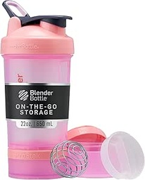 Bouteille de mélangeur de beurre avec organisateur de pilules et stockage pour poudre de protéines, Classic V2 ProStak System, 22-Ounce, rose