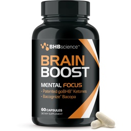 Supplément Brain Booster pour Focus - Nootropics cliniquement validé Supplément Brain Support avec Bacopa Monnieri Extract & Breveted goBHB for Cognitive Support - 3ème partie testée (30 portions)