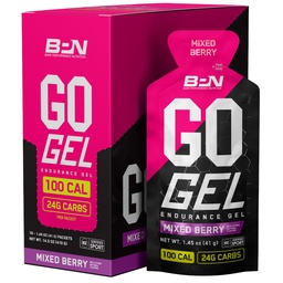 BARE PERFORMANCE NUTRIITION, BPN Go Gel Endurance, 24g de glucides et 100 calories par emballage, Vegan + Gel sans gluten, 10 packs à usage unique, Berry mélangé