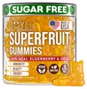 Gommies Joyli Superfruit - Gommies multivitamines sans sucre pour les adultes - Vitamines Gommy naturelles pour les femmes et les hommes avec Goji, Elderberry, Vitamines A, C, D & E - Soutient l'immunité, la digestion et l'énergie