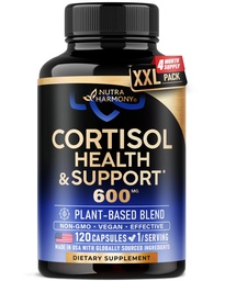 Supplément de cortisol pour les femmes - Saint Basilique - Ashwagandha - Rhodiola L-Theanine - Plant-based Hormone Balance - Mood, Focus & Sleep Support - Made in USA - Vegan, Non-OGM - 120 capsules pour 4 mois