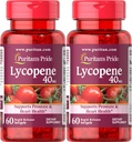 Puritan's Pride Premium Lycopène 40mg, complément alimentaire pour la prostate, l'antioxydant, la santé cardiaque, et le soutien sanitaire global, 2 mois d'approvisionnement, 60 softgels à libération rapide, 2 Pack