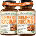 Supplément curcumin curcumin curcumin avec extrait de poivre noir - Turcuma biologique haute puissance 1200mg et 95% Curcuminoides pour la santé articulaire et digestive - Supplément de soutien interarmées - 60 Capsules Curcuma - 2 Pack
