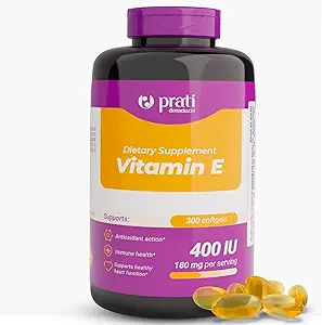 Vitamine E 400 UI – 300 softgels – renforce le système de défense, combat les radicaux libres et favorise le vieillissement en santé – pour les adultes